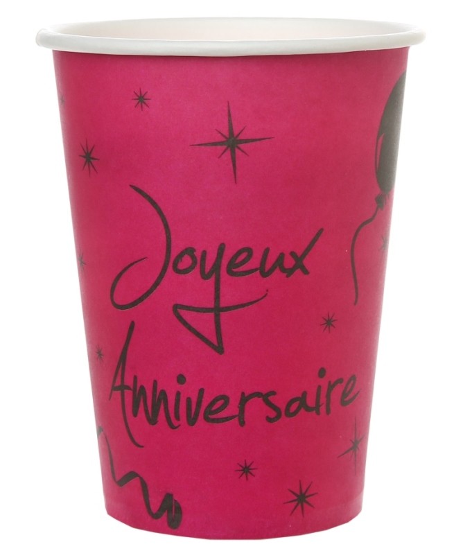Gobelet Carton Joyeux Anniversaire Fuchsia Les 10 Gobelet Carton Joyeux Anniversaire Fuchsia Les 10