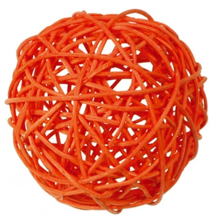 Boule rotin orange 9 cm les 4