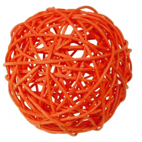 Boule rotin orange 9 cm les 4