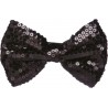 Noeud papillon à paillettes noir adulte 13 x 9 cm