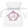 Sachets à dragées vintage with love rose 10 cm les 10