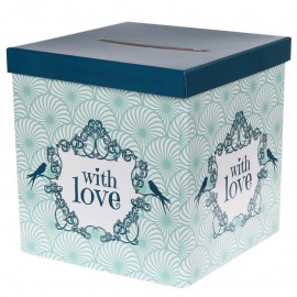 Tirelire vintage with love menthe carton 20 cm