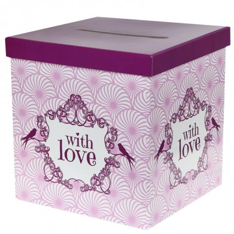 Tirelire vintage with love rose carton 20 cm