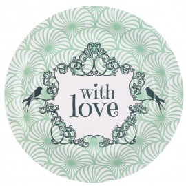 Assiette carton vintage with love menthe 22.5 cm les 10