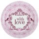 Assiette carton vintage with love rose 22.5 cm les 10