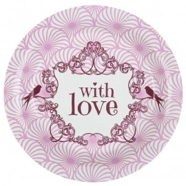 Assiette carton vintage with love rose 22.5 cm les 10