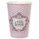 Gobelets carton vintage with love rose les 10