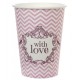 Gobelet carton vintage with love rose les 10