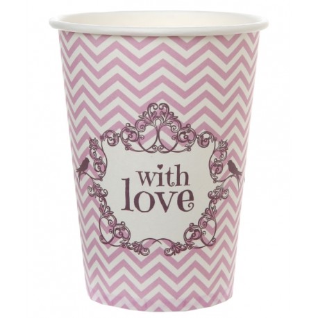 Gobelet carton vintage with love rose les 10