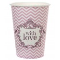 Gobelets carton vintage with love rose les 10
