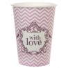 Gobelets carton vintage with love rose les 10