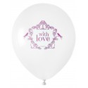 Ballon blanc vintage with love rose 23 cm les 8