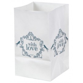 Photophores vintage with love menthe papier 10 cm les 6