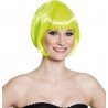 Perruque courte jaune fluo femme
