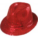 Chapeau borsalino sequin rouge adulte