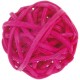 Boule rotin fuchsia 3 cm les 12 déco festive