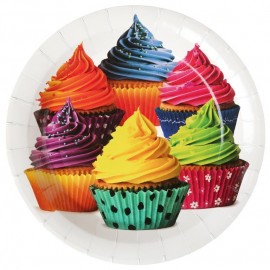 Assiettes carton Cupcakes gourmandise 22.5 cm les 10