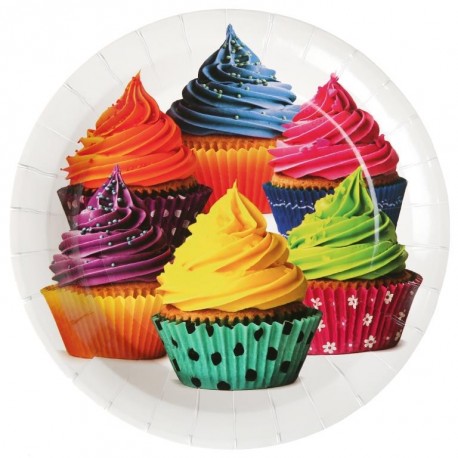 Assiette carton cupcakes 22.5 cm les 10