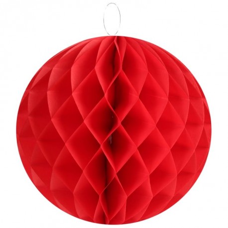 Boule papier alvéolé rouge 30 cm les 2