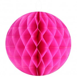 Boule papier alvéolé fuchsia 30 cm les 2