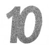 Confettis anniversaire 10 ans argent pailleté les 6