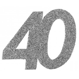 Confettis anniversaire 40 ans argent pailleté les 6
