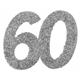 Confettis anniversaire 60 ans argent pailleté les 6