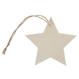 Etiquette étoile en bois naturel avec cordon les 4