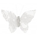 Papillons dentelle blanche sur pince les 4