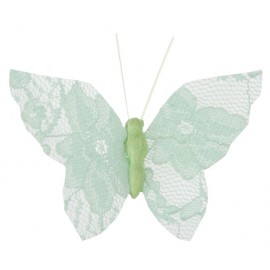 Papillon dentelle menthe sur pince les 4