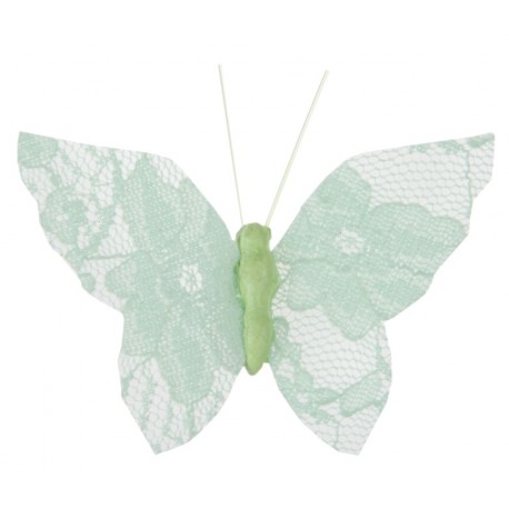 Papillon dentelle menthe sur pince les 4