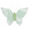 Papillons dentelle menthe sur pince les 4