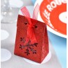 Boîtes à dragées flocon de neige rouge pailleté les 4
