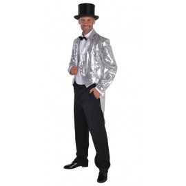 Déguisement queue de pie paillettes sequin argent homme luxe