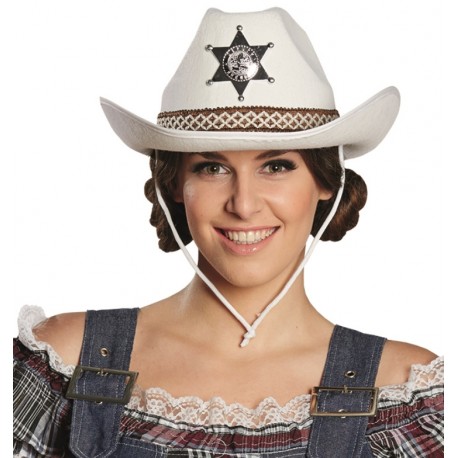 Chapeau cowboy blanc adulte