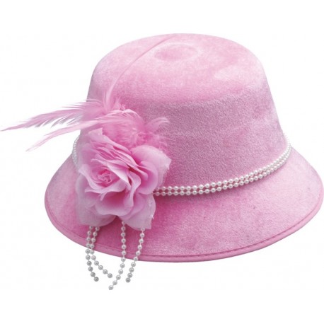 Chapeau charleston années 20-30 femme rose