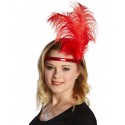 Coiffe charleston rouge femme tiare avec plumes et sequin