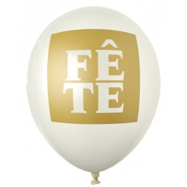 Ballons Fête ivoire or 23 cm les 8