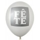 Ballon Fête blanc argent 23 cm les 8