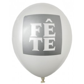 Ballon Fête blanc argent 23 cm les 8