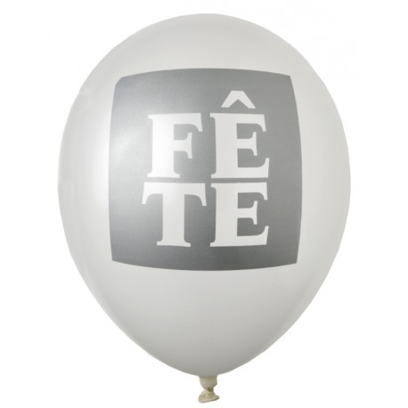 Ballon Fête blanc argent 23 cm les 8