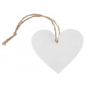 Etiquettes coeur en bois blanc avec cordon les 4