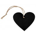 Etiquettes coeur ardoise en bois avec cordon les 4