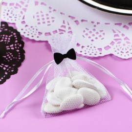 Sachet à dragées en tulle blanc les 10