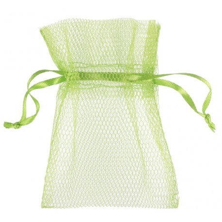 Sachet à dragées en tulle vert anis les 10