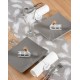 Chemin de table plumes en toile de jute gris blanc 3 M