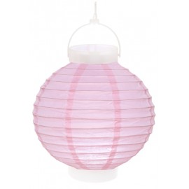 Lampion lumineux boule papier rose 20 cm