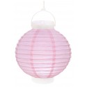 Lampion lumineux boule papier rose 20 cm