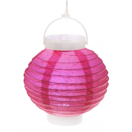 Lampion lumineux boule papier fuchsia 20 cm