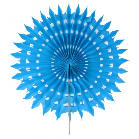 Eventail dentelle papier turquoise 20 cm les 2